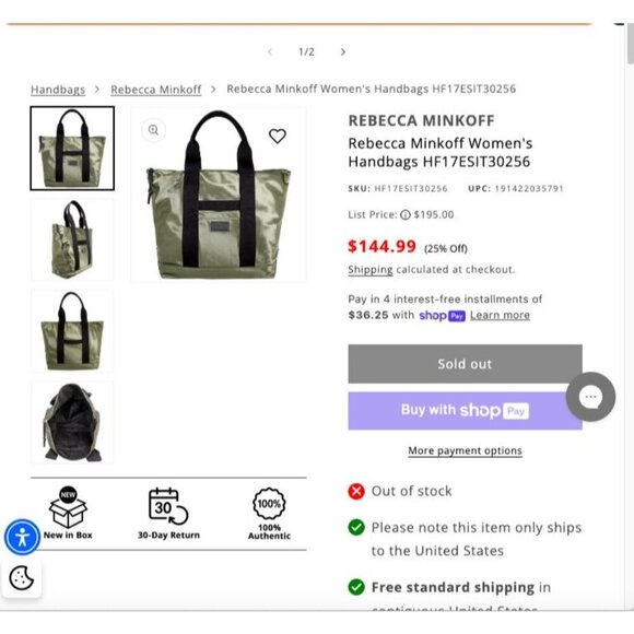 Rebecca Minkoff Totebag Olive Green Satin Overnighter Carryon - Picture 16 of 16